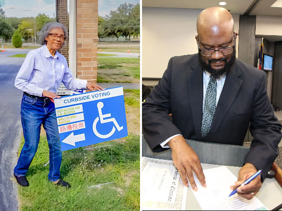  This is a photo of two employees featured in the HCDEGives story